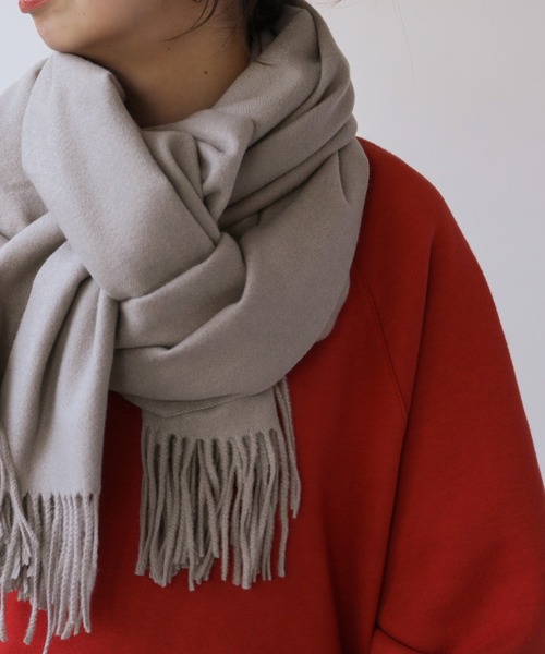 frames RAY CASSIN（フレームスレイカズン）の「【WEB限定】ウール混ストール（ストール/ショール・レディース・グレイッシュベージュ/ピンク/オフホワイト/イエロー×グリーン/グリーン・FREE）」の3枚目の写真