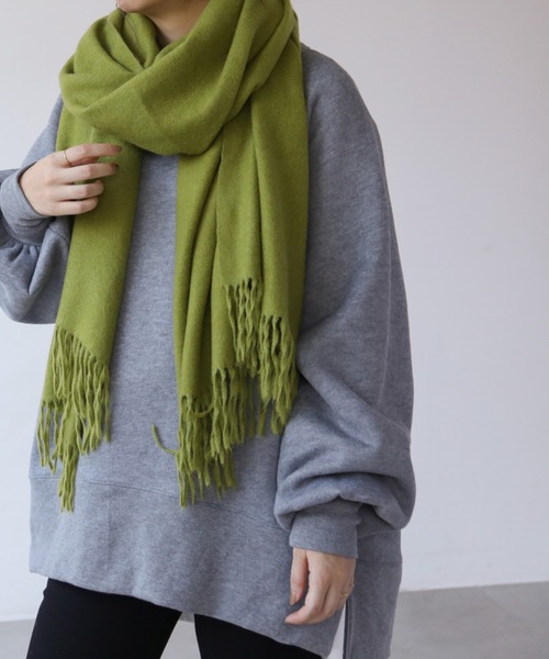 frames RAY CASSIN（フレームスレイカズン）の「【WEB限定】ウール混ストール（ストール/ショール・レディース・グレイッシュベージュ/ピンク/オフホワイト/イエロー×グリーン/グリーン・FREE）」の13枚目の写真