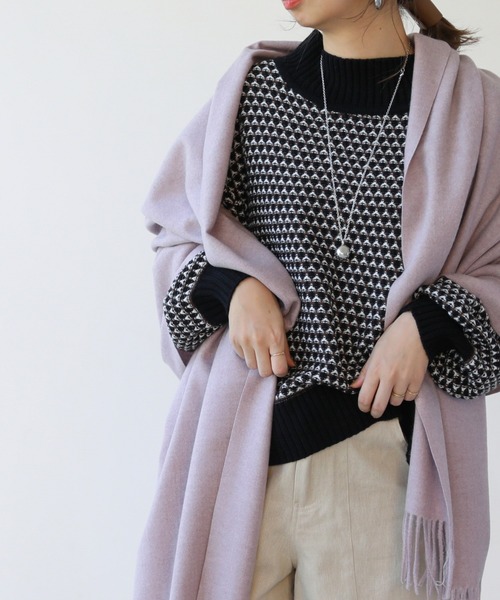 frames RAY CASSIN（フレームスレイカズン）の「【WEB限定】ウール混ストール（ストール/ショール・レディース・グレイッシュベージュ/ピンク/オフホワイト/イエロー×グリーン/グリーン・FREE）」の14枚目の写真