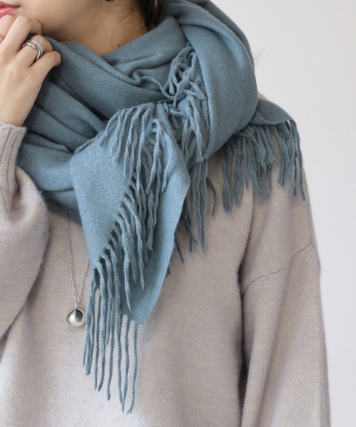 frames RAY CASSIN（フレームスレイカズン）の「【WEB限定】ウール混ストール（ストール/ショール・レディース・グレイッシュベージュ/ピンク/オフホワイト/イエロー×グリーン/グリーン・FREE）」の10枚目の写真