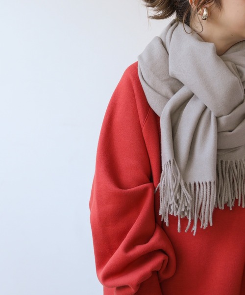 frames RAY CASSIN（フレームスレイカズン）の「【WEB限定】ウール混ストール（ストール/ショール・レディース・グレイッシュベージュ/ピンク/オフホワイト/イエロー×グリーン/グリーン・FREE）」の12枚目の写真