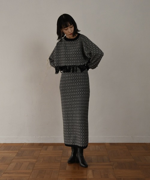 I_am（アイアム）の「jacquard straight skirt（スカート・レディース・ブラック/ブラウン・FREE）」の13枚目の写真