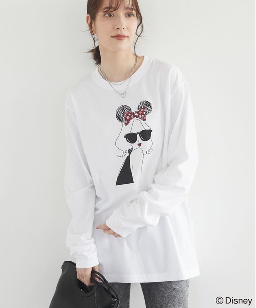 Green Parks(グリーンパークス)の「■minnie/リボンレディロンT*(Tシャツ/カットソー・レディース・ホワイト・FREE)」の1枚目の写真