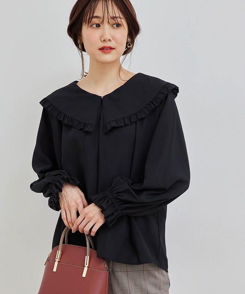 ROPE' PICNIC（ロペピクニック）の「BIGカラーラッフルフリルブラウス（シャツ/ブラウス・レディース・ホワイト/ブラック/グレー・38）」の2枚目の写真