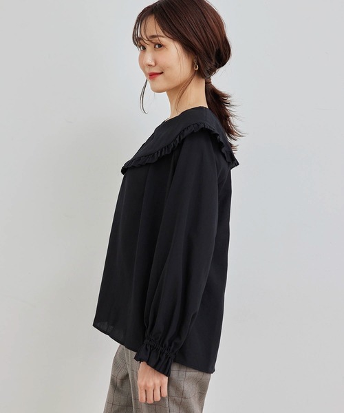 ROPE' PICNIC（ロペピクニック）の「BIGカラーラッフルフリルブラウス（シャツ/ブラウス・レディース・ホワイト/ブラック/グレー・38）」の15枚目の写真
