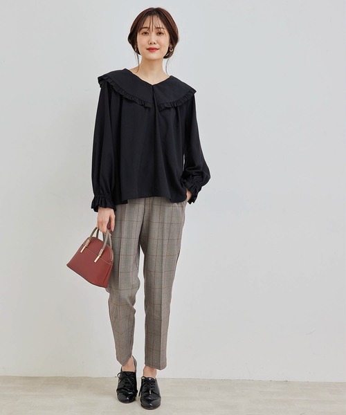 ROPE' PICNIC（ロペピクニック）の「BIGカラーラッフルフリルブラウス（シャツ/ブラウス・レディース・ホワイト/ブラック/グレー・38）」の14枚目の写真