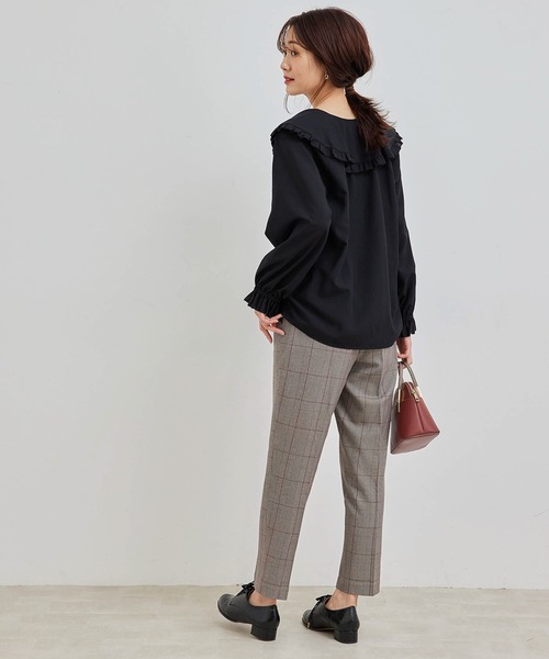 ROPE' PICNIC（ロペピクニック）の「BIGカラーラッフルフリルブラウス（シャツ/ブラウス・レディース・ホワイト/ブラック/グレー・38）」の8枚目の写真