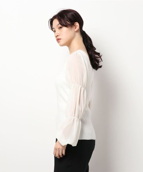 ANDGEEBEE（アンジービー）の「シアースリーブニット（ニット/セーター・レディース・オフホワイト/モカ/ブラック・MEDIUM）」の7枚目の写真