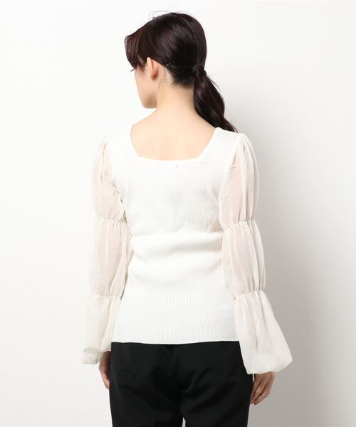 ANDGEEBEE（アンジービー）の「シアースリーブニット（ニット/セーター・レディース・オフホワイト/モカ/ブラック・MEDIUM）」の8枚目の写真