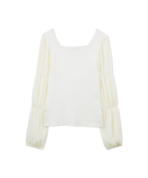 ANDGEEBEE（アンジービー）の「シアースリーブニット（ニット/セーター・レディース・オフホワイト/モカ/ブラック・MEDIUM）」の6枚目の写真