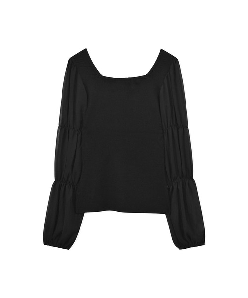 ANDGEEBEE（アンジービー）の「シアースリーブニット（ニット/セーター・レディース・オフホワイト/モカ/ブラック・MEDIUM）」の5枚目の写真