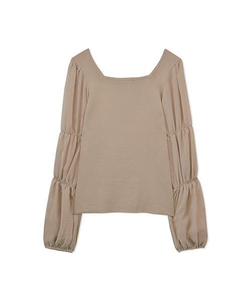 ANDGEEBEE（アンジービー）の「シアースリーブニット（ニット/セーター・レディース・オフホワイト/モカ/ブラック・MEDIUM）」の4枚目の写真