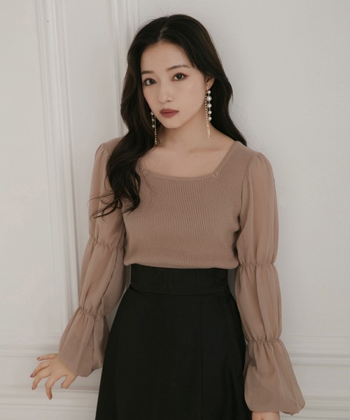 ANDGEEBEE（アンジービー）の「シアースリーブニット（ニット/セーター・レディース・オフホワイト/モカ/ブラック・MEDIUM）」の20枚目の写真