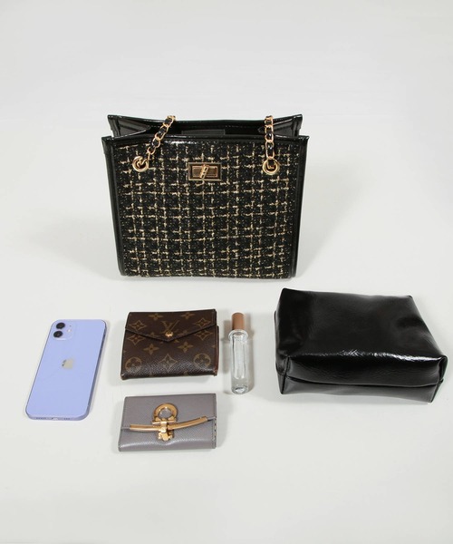 Julia Boutique(ジュリアブティック)の「2点セット・ポーチ付きツイードチェーンバッグ/21602(ハンドバッグ・レディース・アイボリー/ブラック・ONE)」の20枚目の写真