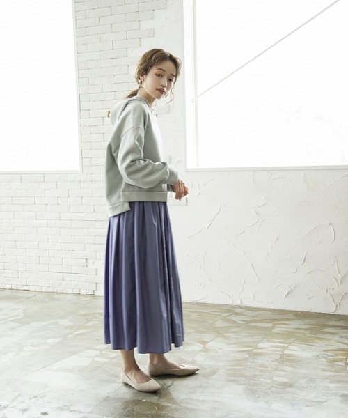 Emilyan(エミリアン)の「【2021A/W】【WEB限定】 ダブルフェイクスエード・サイドスリットパーカー(パーカー・レディース・ライトグレー/ブルーグレー/モカ・9号)」の11枚目の写真