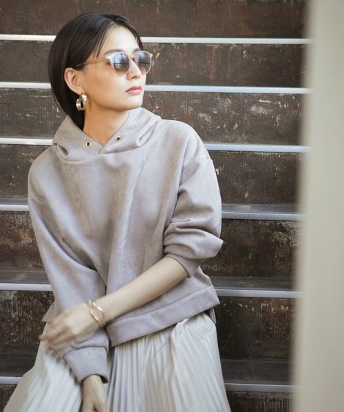 Emilyan(エミリアン)の「【2021A/W】【WEB限定】 ダブルフェイクスエード・サイドスリットパーカー(パーカー・レディース・ライトグレー/ブルーグレー/モカ・9号)」の20枚目の写真