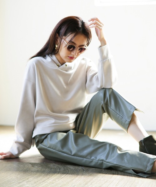 Emilyan(エミリアン)の「【2021A/W】【WEB限定】 ダブルフェイクスエード・サイドスリットパーカー(パーカー・レディース・ライトグレー/ブルーグレー/モカ・9号)」の8枚目の写真