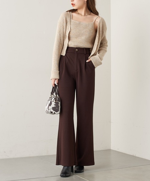 Chico(チコ)の「【Web限定】ポンチフレアスラックスパンツ(スラックス・レディース・ブラック/ベージュ/ブラウン/オレンジ/グリーン・FREE)」の6枚目の写真