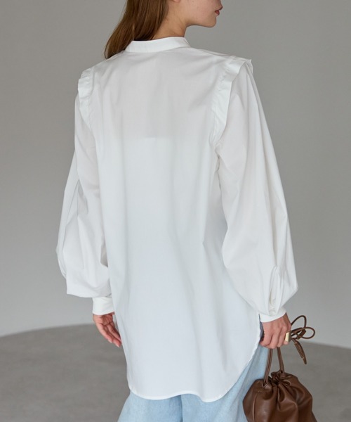 r.(アールドット)の「ボリュームスリーブ袖リブブラウス(シャツ/ブラウス・レディース・ホワイト/ブラック/グレイッシュベージュ/ブルー/ピンク/キナリ/インディゴブルー/ネイビー・FREE)」の20枚目の写真