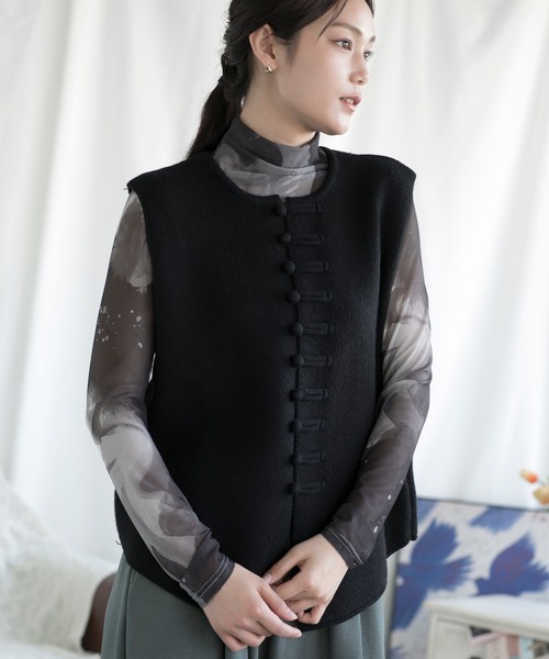 aimoha（アイモハ）の「アート配色透け感カットソー (SS)（Tシャツ/カットソー・レディース・グリーン/ベージュ/ブラック・FREE）」の4枚目の写真