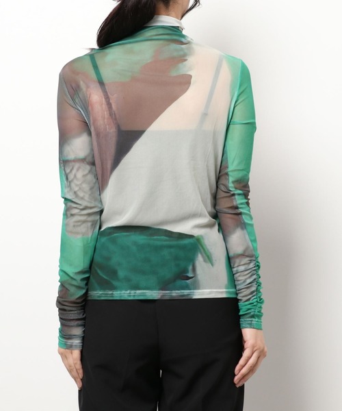 aimoha（アイモハ）の「アート配色透け感カットソー (SS)（Tシャツ/カットソー・レディース・グリーン/ベージュ/ブラック・FREE）」の9枚目の写真