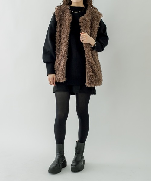 mystic（ミスティック）の「フェイクファーベスト（ベスト・レディース・ブラウン/アイボリー・FREE）」の5枚目の写真