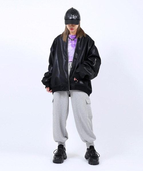 PUNYUS（プニュズ）の「カーゴスウェットパンツ（スウェットパンツ・レディース・グリーン/杢グレー/ブラック・1/2/3/4）」の16枚目の写真