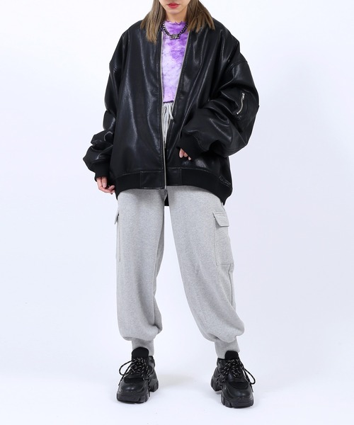 PUNYUS（プニュズ）の「カーゴスウェットパンツ（スウェットパンツ・レディース・グリーン/杢グレー/ブラック・1/2/3/4）」の6枚目の写真