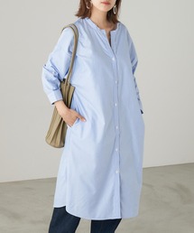 Chaco closet | ポケット付きノーカラーシャツワンピース(シャツワンピース)