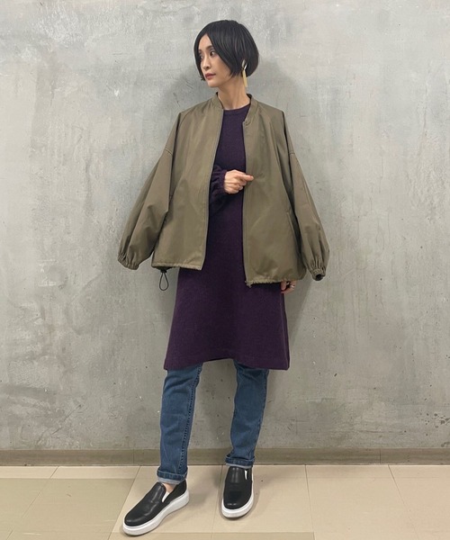 BEARDSLEY(ビアズリー)の「毛足が細く、柔らかいからチクチクしない◎ベビーアルパカチュニックニット(ニット/セーター・レディース・ブラック/パープル・FREE)」の12枚目の写真