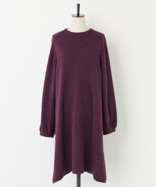 BEARDSLEY(ビアズリー)の「毛足が細く、柔らかいからチクチクしない◎ベビーアルパカチュニックニット(ニット/セーター・レディース・ブラック/パープル・FREE)」の10枚目の写真