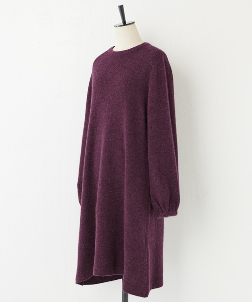 BEARDSLEY(ビアズリー)の「毛足が細く、柔らかいからチクチクしない◎ベビーアルパカチュニックニット(ニット/セーター・レディース・ブラック/パープル・FREE)」の9枚目の写真