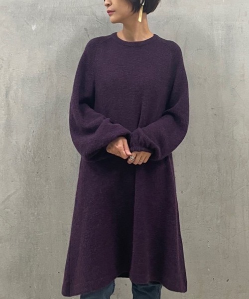 BEARDSLEY(ビアズリー)の「毛足が細く、柔らかいからチクチクしない◎ベビーアルパカチュニックニット(ニット/セーター・レディース・ブラック/パープル・FREE)」の20枚目の写真