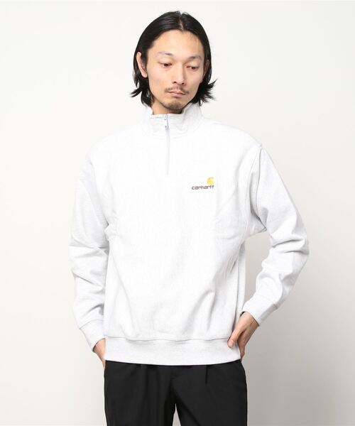 Carhartt WIP（カーハートダブリューアイピー）の「HALF ZIP AMERICAN SCRIPT SWEATSHIRT（スウェット・メンズ・アッシュグレー/ブラック/ダークグリーン/ネイビー/ワインレッド・SMALL/MEDIUM/LARGE/X-LARGE/XX-LARGE）」の3枚目の写真