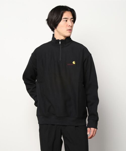 Carhartt WIP（カーハートダブリューアイピー）の「HALF ZIP AMERICAN SCRIPT SWEATSHIRT（スウェット・メンズ・アッシュグレー/ブラック/ダークグリーン/ネイビー/ワインレッド・SMALL/MEDIUM/LARGE/X-LARGE/XX-LARGE）」の2枚目の写真