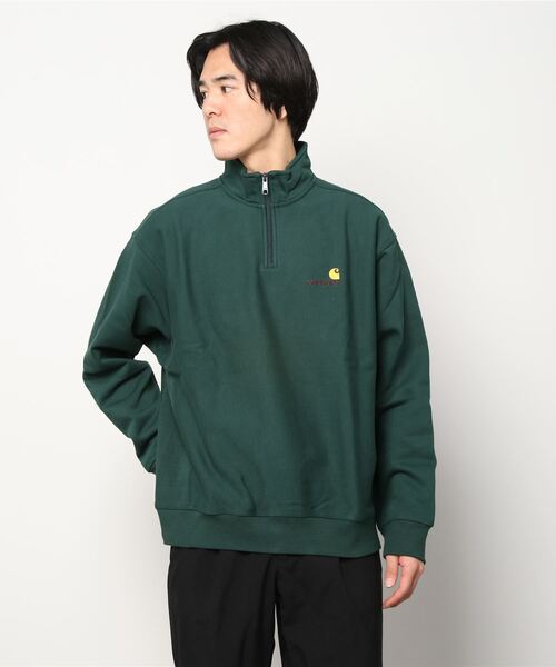 Carhartt WIP（カーハートダブリューアイピー）の「HALF ZIP AMERICAN SCRIPT SWEATSHIRT（スウェット・メンズ・アッシュグレー/ブラック/ダークグリーン/ネイビー/ワインレッド・SMALL/MEDIUM/LARGE/X-LARGE/XX-LARGE）」の4枚目の写真