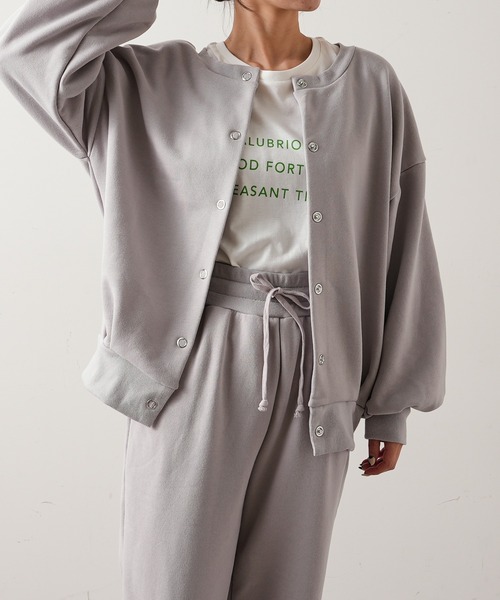 TERRITOIRE（テリトワール）の「裏毛２WAYカーディガン（カーディガン/ボレロ・レディース・チャコールグレー/グレー/ピンク・FREE）」の3枚目の写真