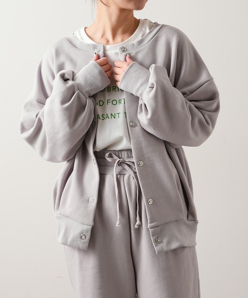 TERRITOIRE（テリトワール）の「裏毛２WAYカーディガン（カーディガン/ボレロ・レディース・チャコールグレー/グレー/ピンク・FREE）」の7枚目の写真