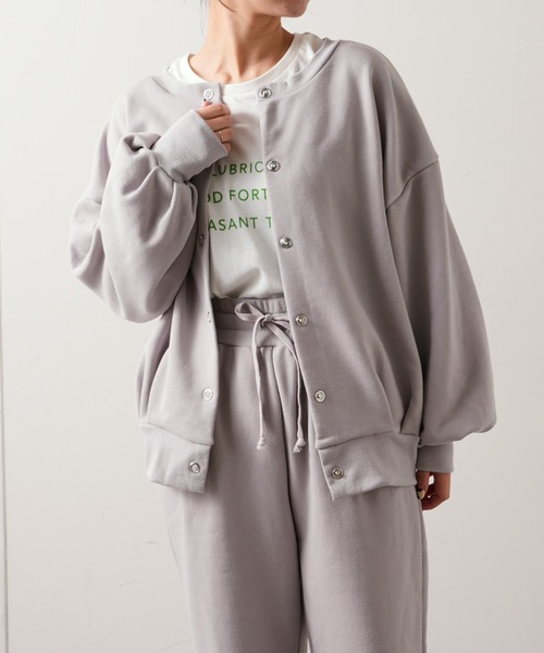 TERRITOIRE（テリトワール）の「裏毛２WAYカーディガン（カーディガン/ボレロ・レディース・チャコールグレー/グレー/ピンク・FREE）」の8枚目の写真