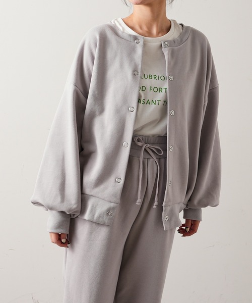 TERRITOIRE（テリトワール）の「裏毛２WAYカーディガン（カーディガン/ボレロ・レディース・チャコールグレー/グレー/ピンク・FREE）」の9枚目の写真