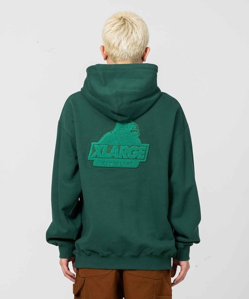 XLARGE（エクストララージ）の「EMBROIDERY SLANTED OG PULLOVER HOODED SWEAT（パーカー・メンズ・ホワイト/ブラック/ネイビー/イエロー/グリーン・S/M/L/XL）」の3枚目の写真