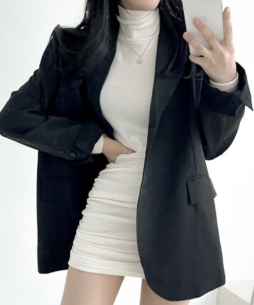 BEIDELLI（ベイデリー）の「[BELLIDE MADE] ハイネックシャーリングスリムミニワンピース（ワンピース・レディース・ブラック/ベージュ/アイボリー・FREE）」の9枚目の写真