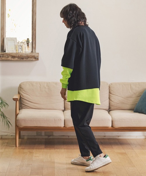 CAMBIO(カンビオ)の「mlt3718-フェイクレイヤードルーズカットソー(Tシャツ/カットソー・メンズ・ネイビー/ホワイト/ブラック・S/M/L)」の6枚目の写真