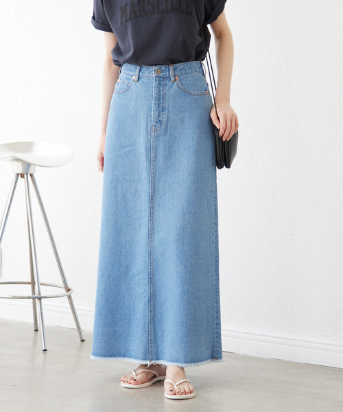 セール】LE DENIM ミッドフレアファイブポケットスカート