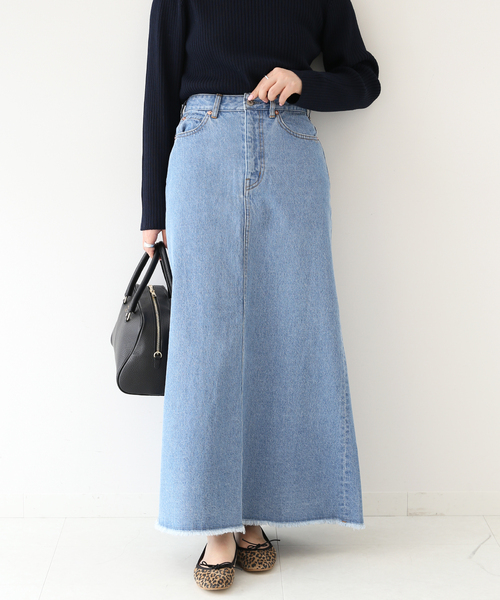 セール】LE DENIM ミッドフレアファイブポケットスカート