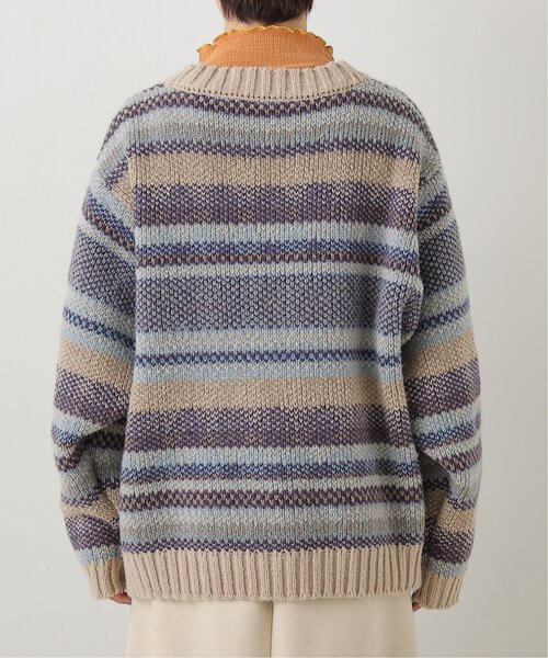 DOUBLE NAME（ダブルネーム）の「リバーシブル幾何学マルチボーダーカーデ（ニット/セーター・レディース・オフホワイト/オレンジ/キナリ・FREE）」の21枚目の写真