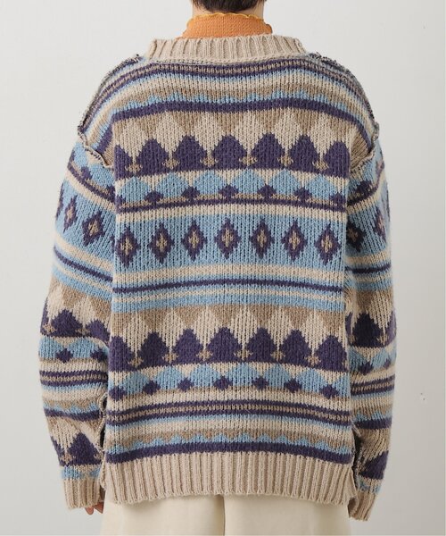 DOUBLE NAME（ダブルネーム）の「リバーシブル幾何学マルチボーダーカーデ（ニット/セーター・レディース・オフホワイト/オレンジ/キナリ・FREE）」の15枚目の写真