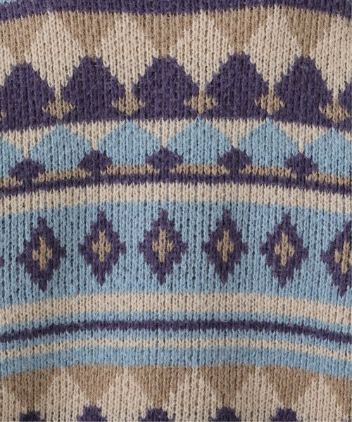 DOUBLE NAME（ダブルネーム）の「リバーシブル幾何学マルチボーダーカーデ（ニット/セーター・レディース・オフホワイト/オレンジ/キナリ・FREE）」の12枚目の写真