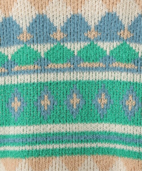 DOUBLE NAME（ダブルネーム）の「リバーシブル幾何学マルチボーダーカーデ（ニット/セーター・レディース・オフホワイト/オレンジ/キナリ・FREE）」の9枚目の写真