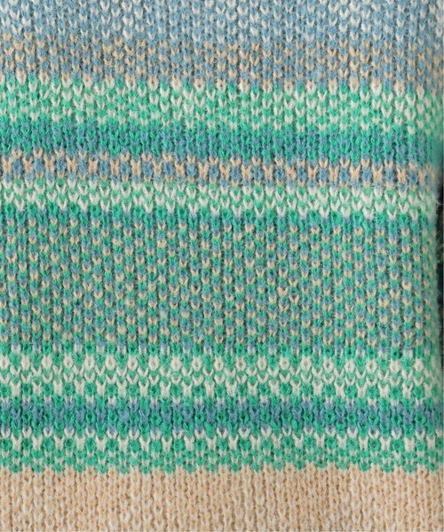 DOUBLE NAME（ダブルネーム）の「リバーシブル幾何学マルチボーダーカーデ（ニット/セーター・レディース・オフホワイト/オレンジ/キナリ・FREE）」の5枚目の写真